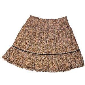 DR2 Sz Skirt L Elastic Waistband Leopard Animal Print Lined Short Length Pull On